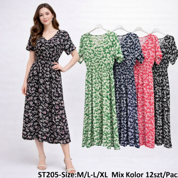 Sukienki damskie Roz M/L-L/XL, Mix Kolor .Paczka 12 szt